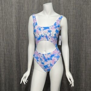 NWT Hurley Logo Tie Dye Cut Out Monokini One Piece Swimsuit Small